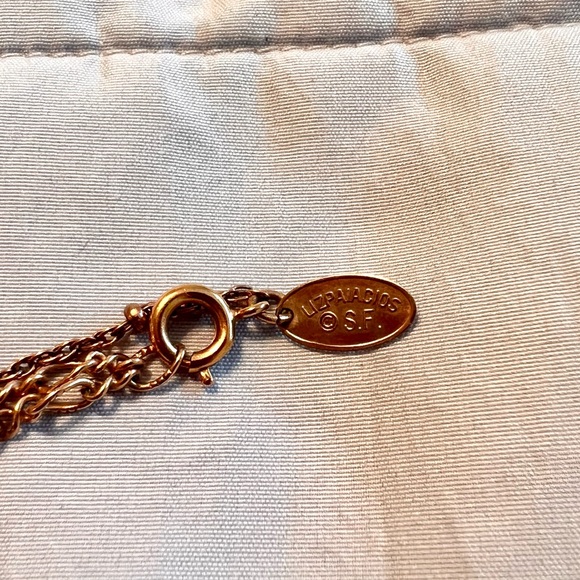 Liz Palacios Dainty Purple Swarovski Crystals Floral Necklace Antiqued Gold Tone - Picture 10 of 10